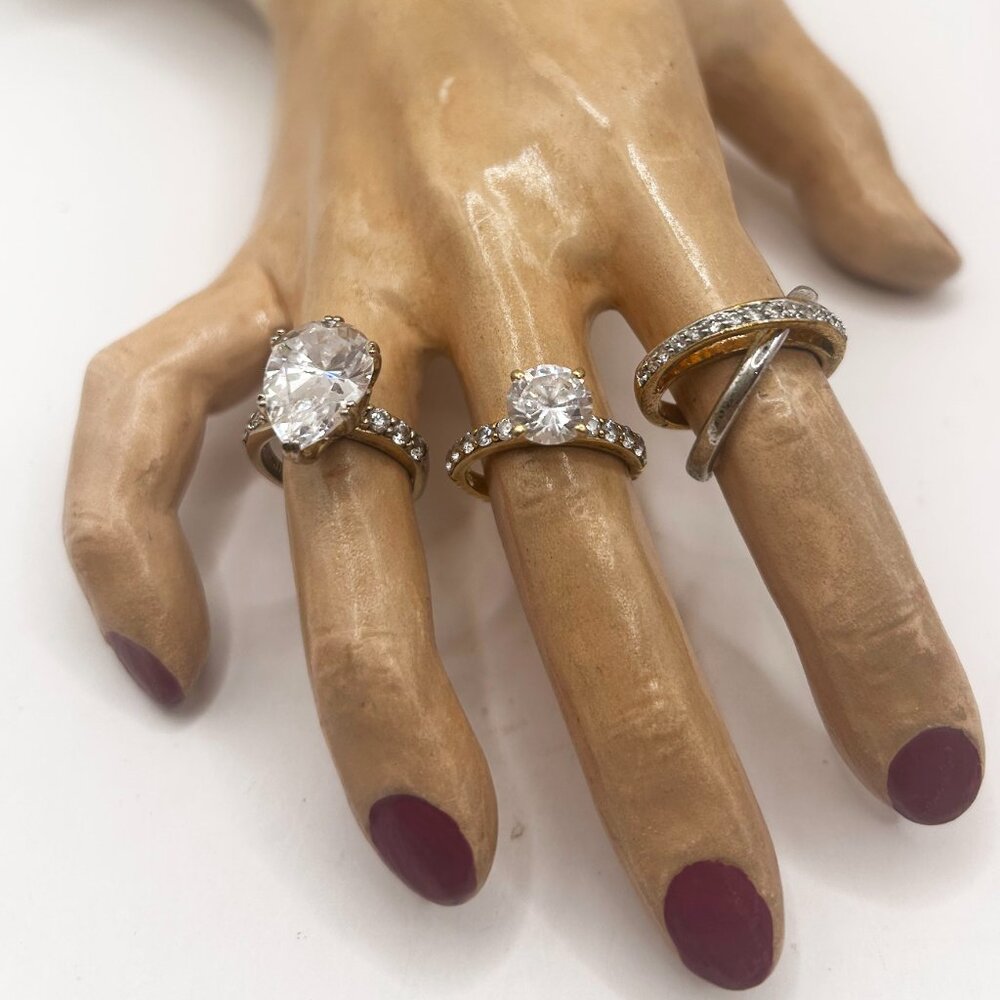 Set of 3 CZ Rings! Vermeil  & Sterling! Size 5